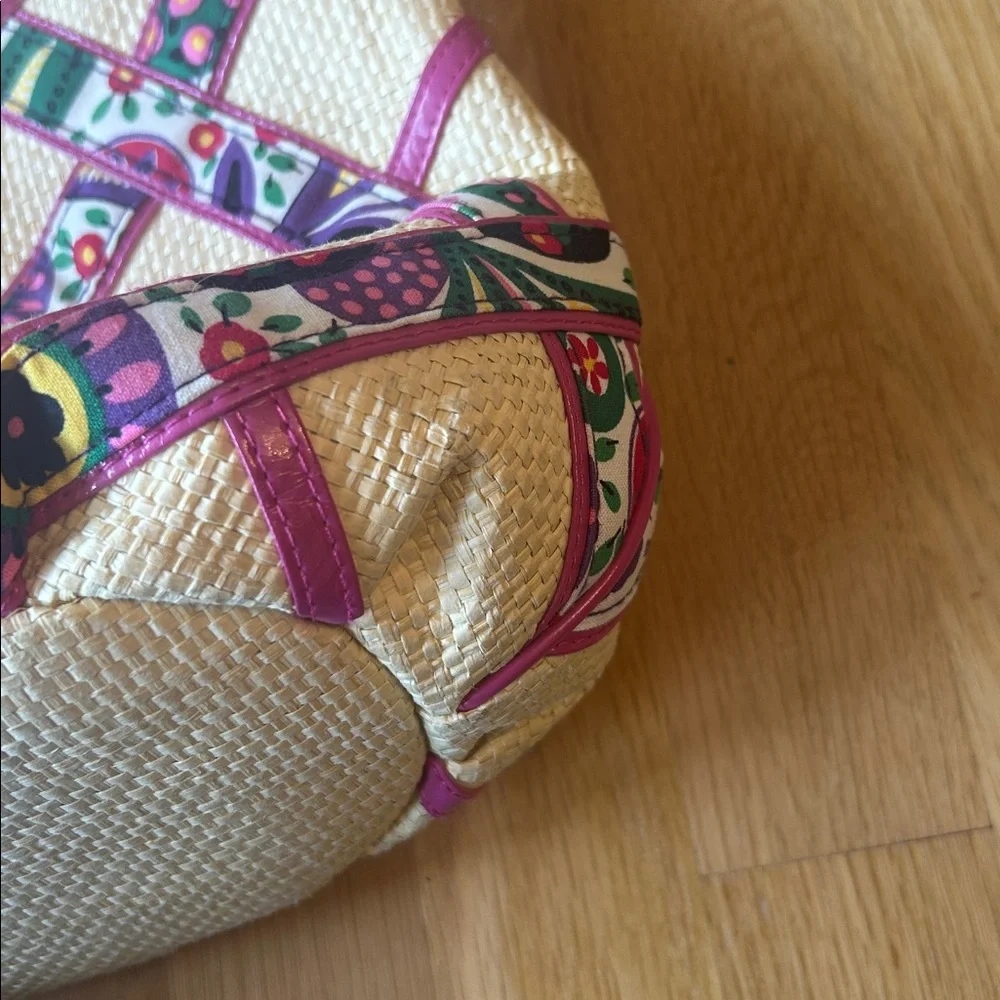 Vera Bradley Purse Viva La Vera Retired Rattan Straw Hobo Shoulder Bag Pink
